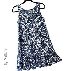 LILY PULITZER | NWOT KRISTEN FLOUNCE DRESS KRILLEN IT NAVY & WHITE | EXTRA SMALL